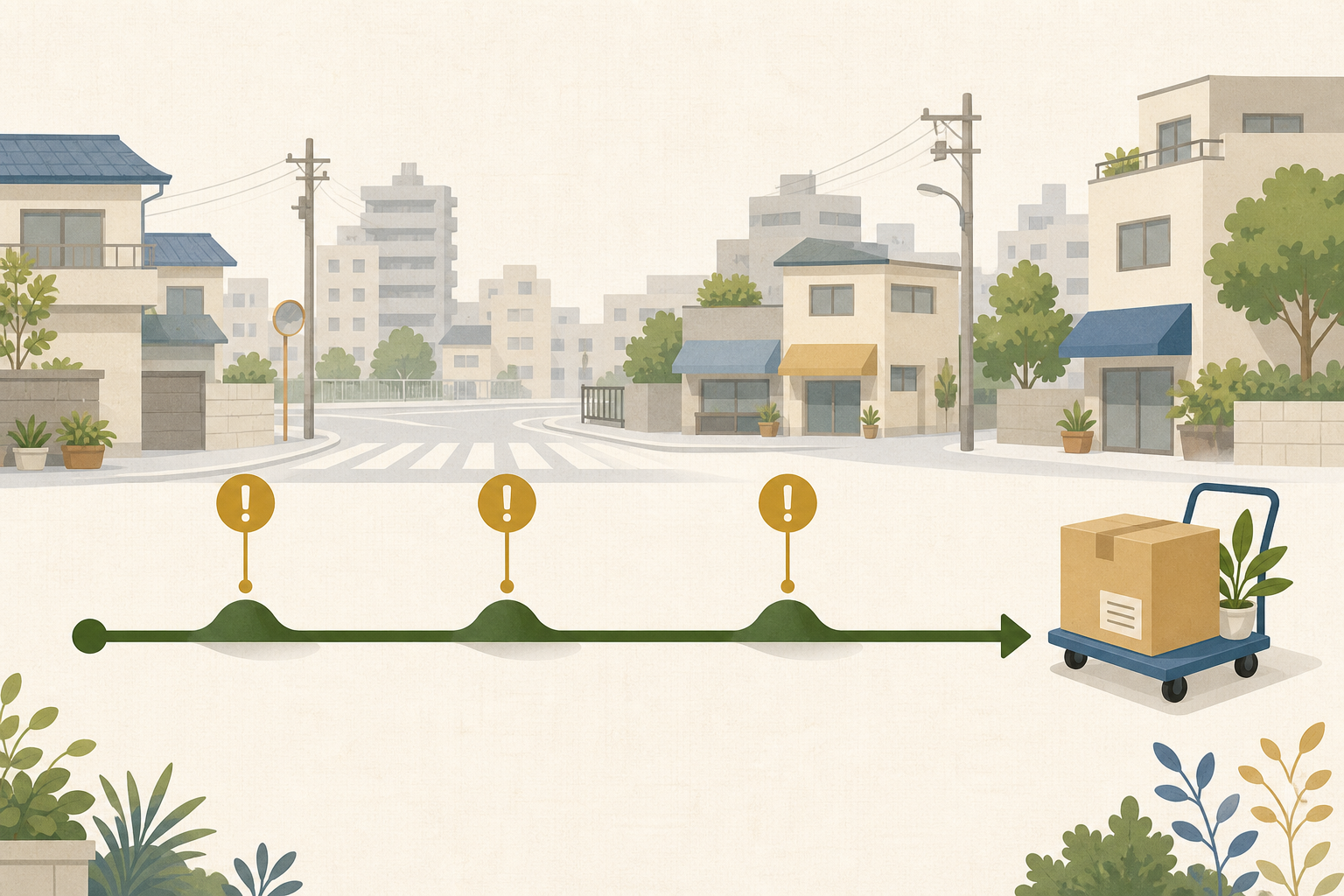 転居のときにつまずきやすい場面を示す図解