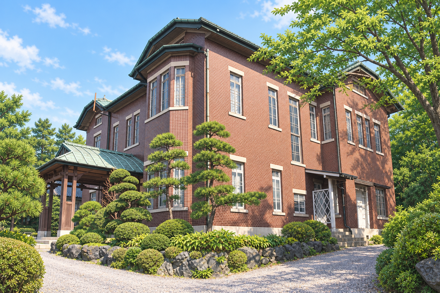 旧石川組製糸西洋館を描いたイラスト
