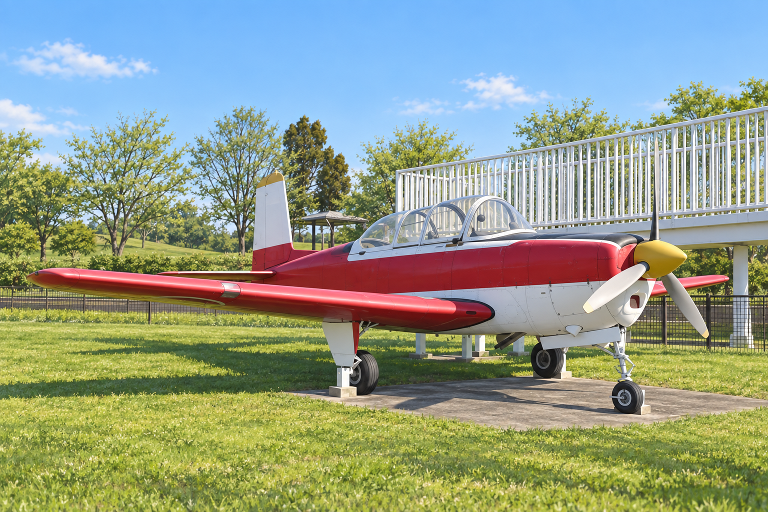 羽生スカイスポーツ公園・T-3初等練習機展示を描いたイラスト