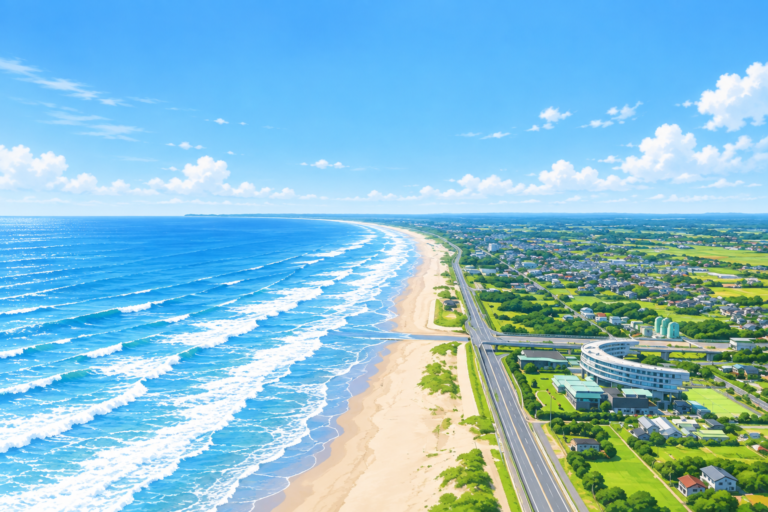 九十九里海岸を描いたイラスト