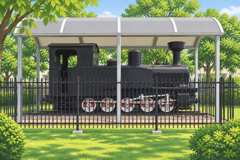 津田沼1丁目公園のK2形蒸気機関車134号を描いたイラスト