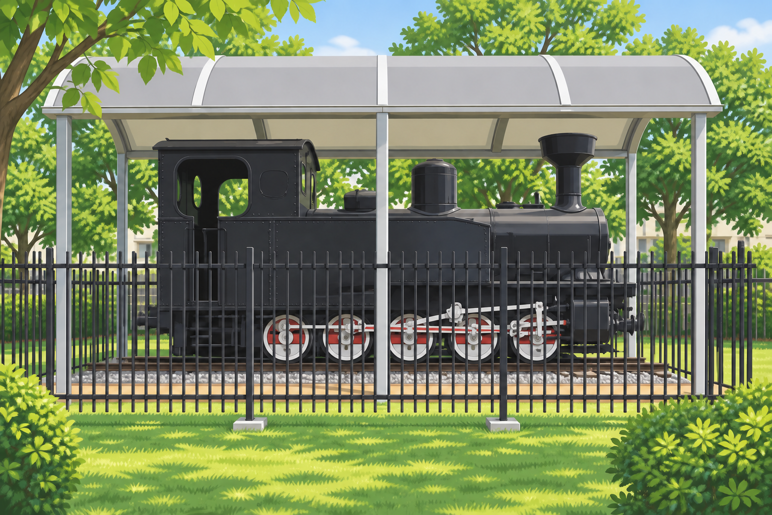 津田沼1丁目公園のK2形蒸気機関車134号を描いたイラスト