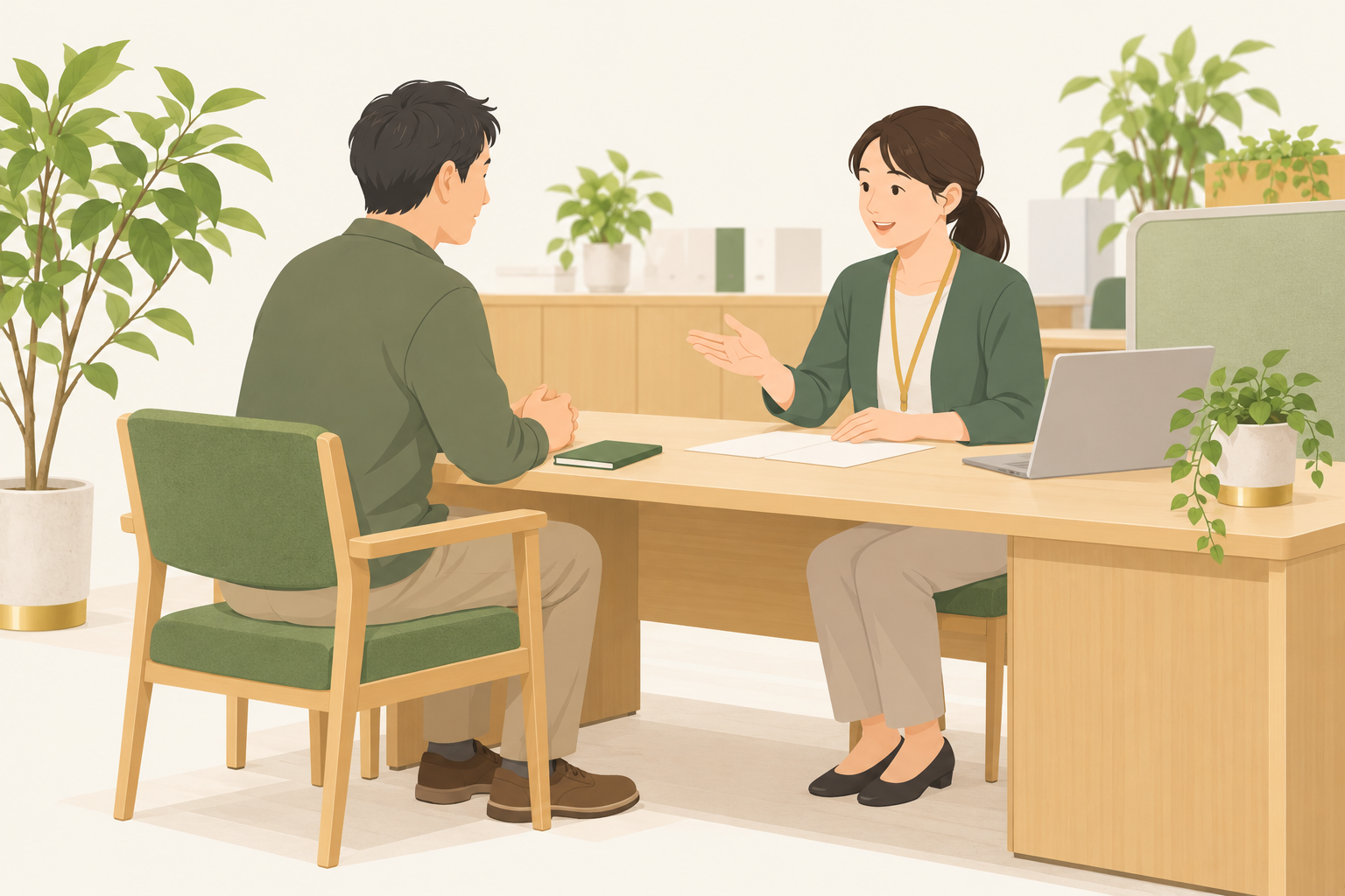 相談窓口で申請について話す様子