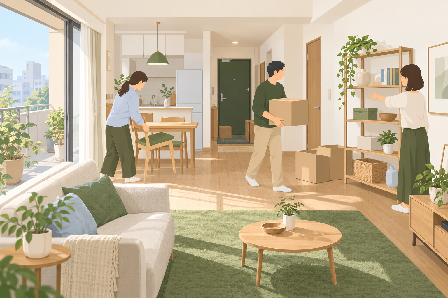 支援者と一緒に引っ越しを進める様子